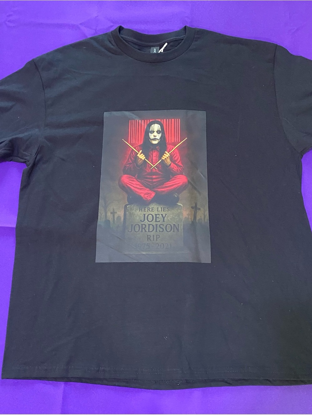 Black Joey Jordison RIP Slipknot Gildan XL band tee with DTF graphic